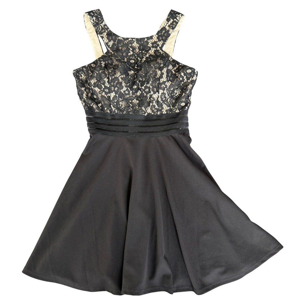 Speechless Black Lace Halter Fit Flare Dress Women Junior Size 5 Party Occasion
